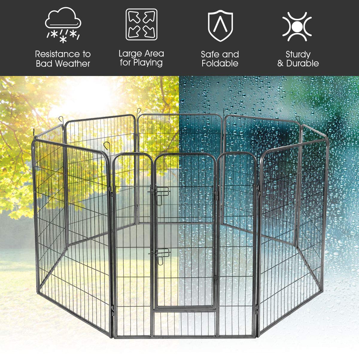 Dreamade 48 inch Dog Playpen with Door (16 pannels)