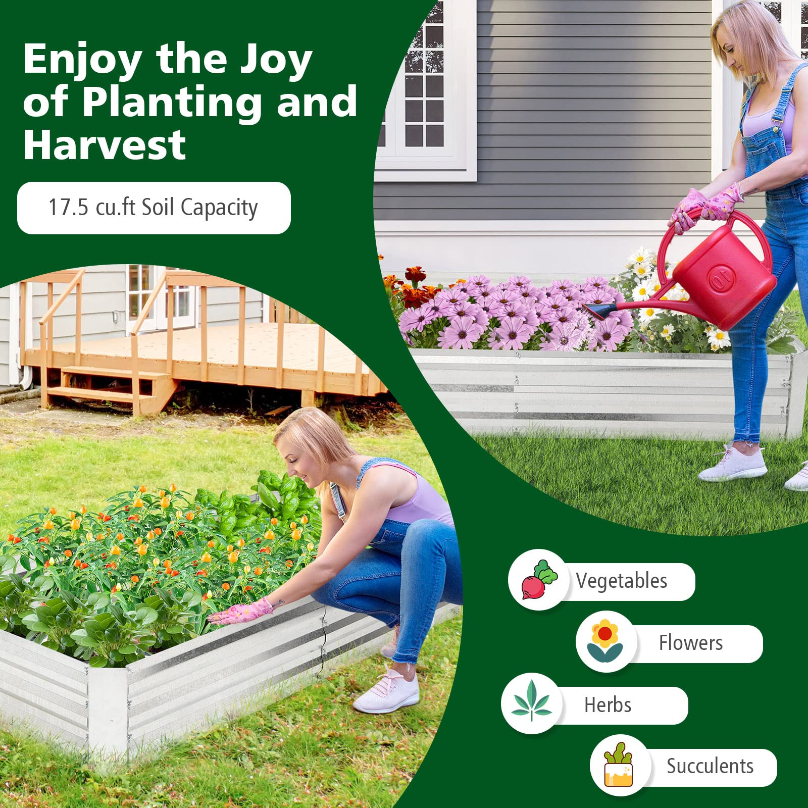 Dreamade Galvanized Raised Garden Bed