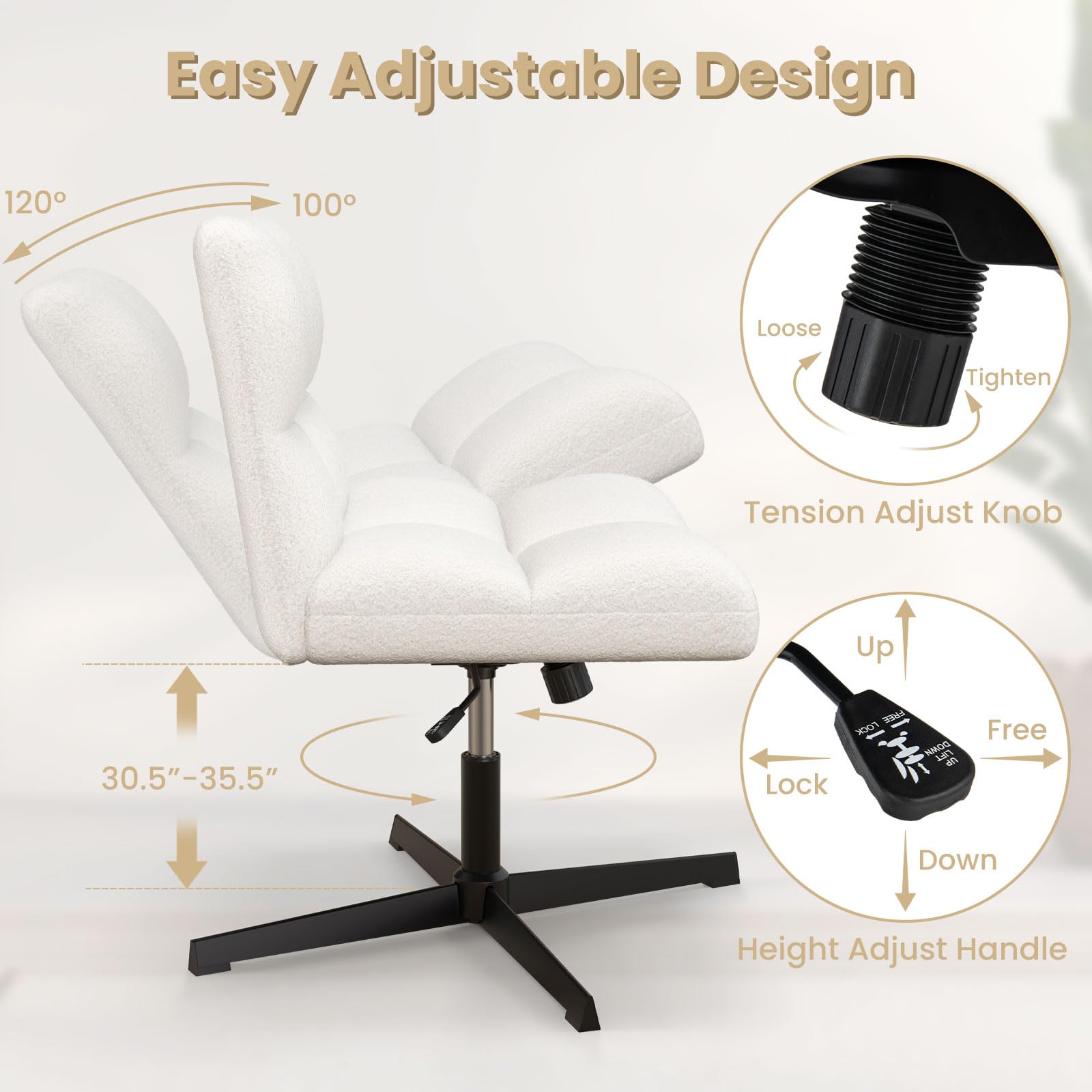 Dreamade Cross Legged Office Chair