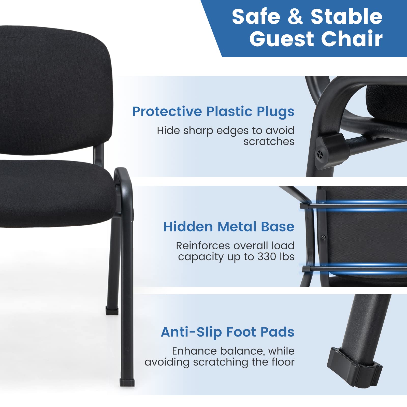 Dreamade 10-Pack Conference Chair Set - Stackable Guest Chair with Metal Frame