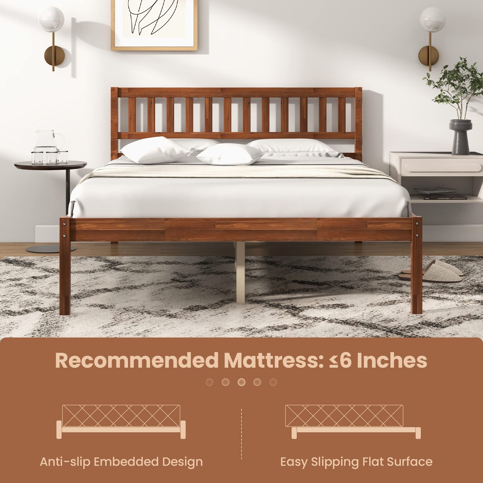 Dreamade Wood Bed Frame with Headboard