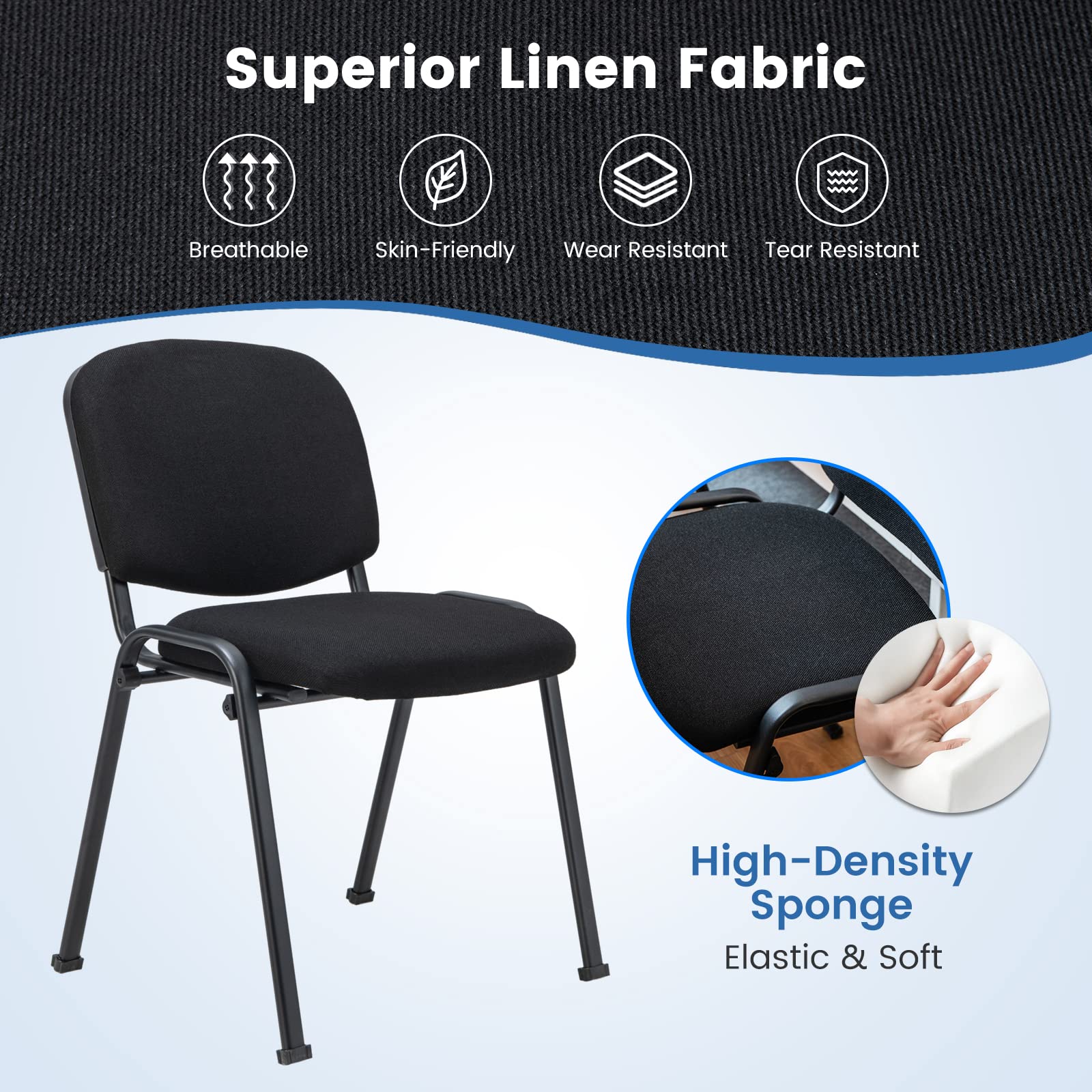 Dreamade 10-Pack Conference Chair Set - Stackable Guest Chair with Metal Frame