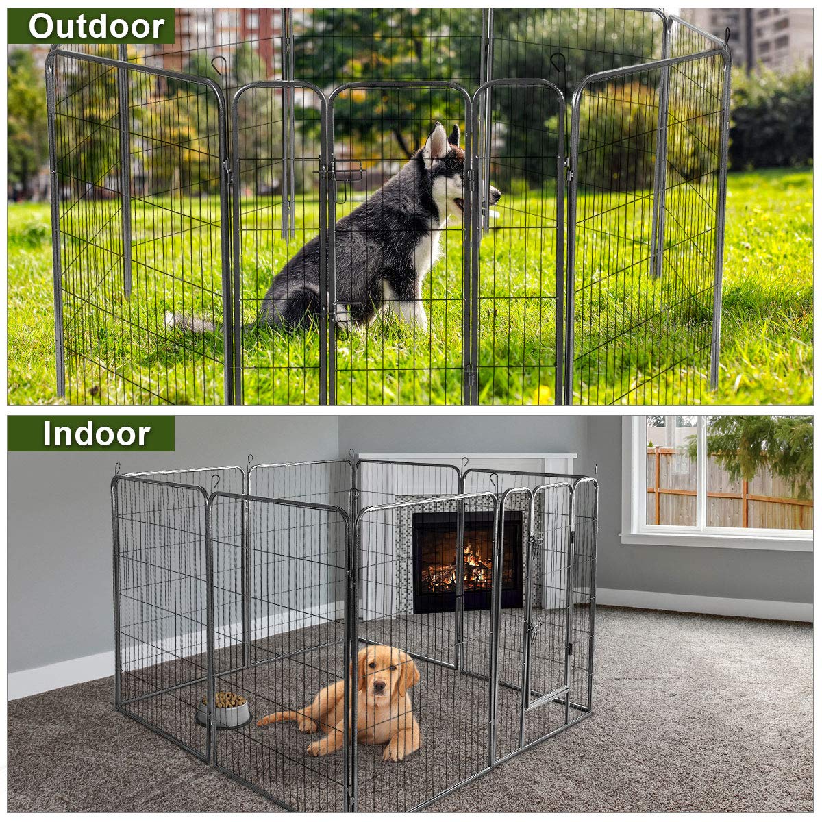 Dreamade 48 inch Dog Playpen with Door (16 pannels)