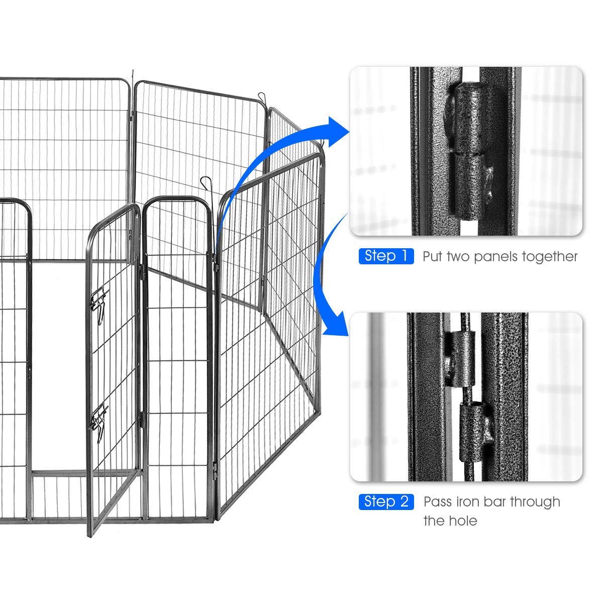Dreamade 8 Panel 48 inch Dog Playpen with Door