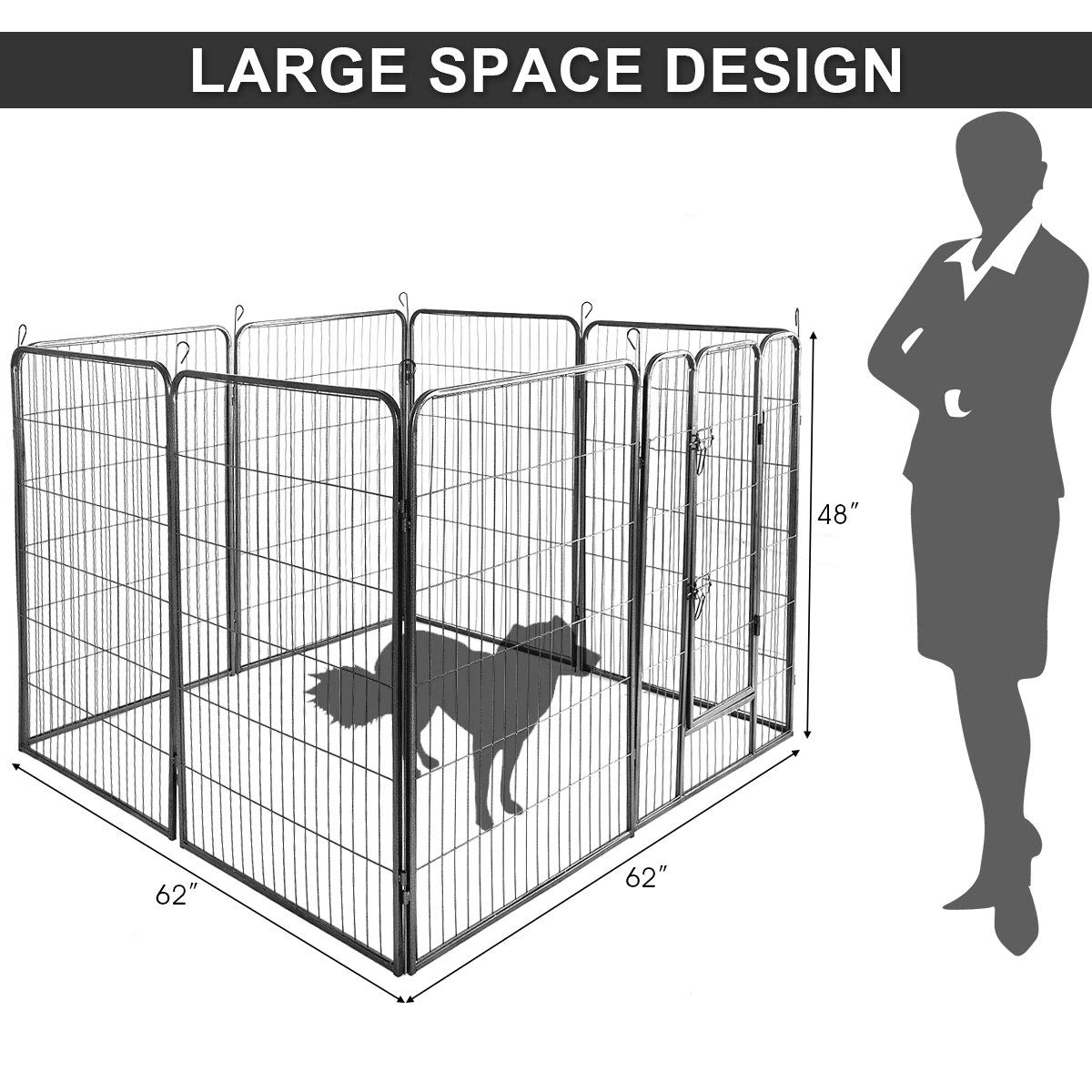 Dreamade 8 Panel 48 inch Dog Playpen with Door