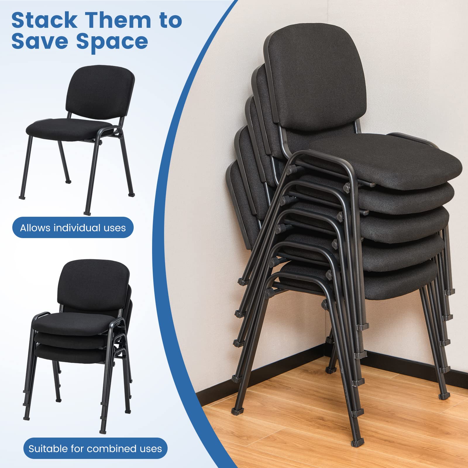 Dreamade 10-Pack Conference Chair Set - Stackable Guest Chair with Metal Frame