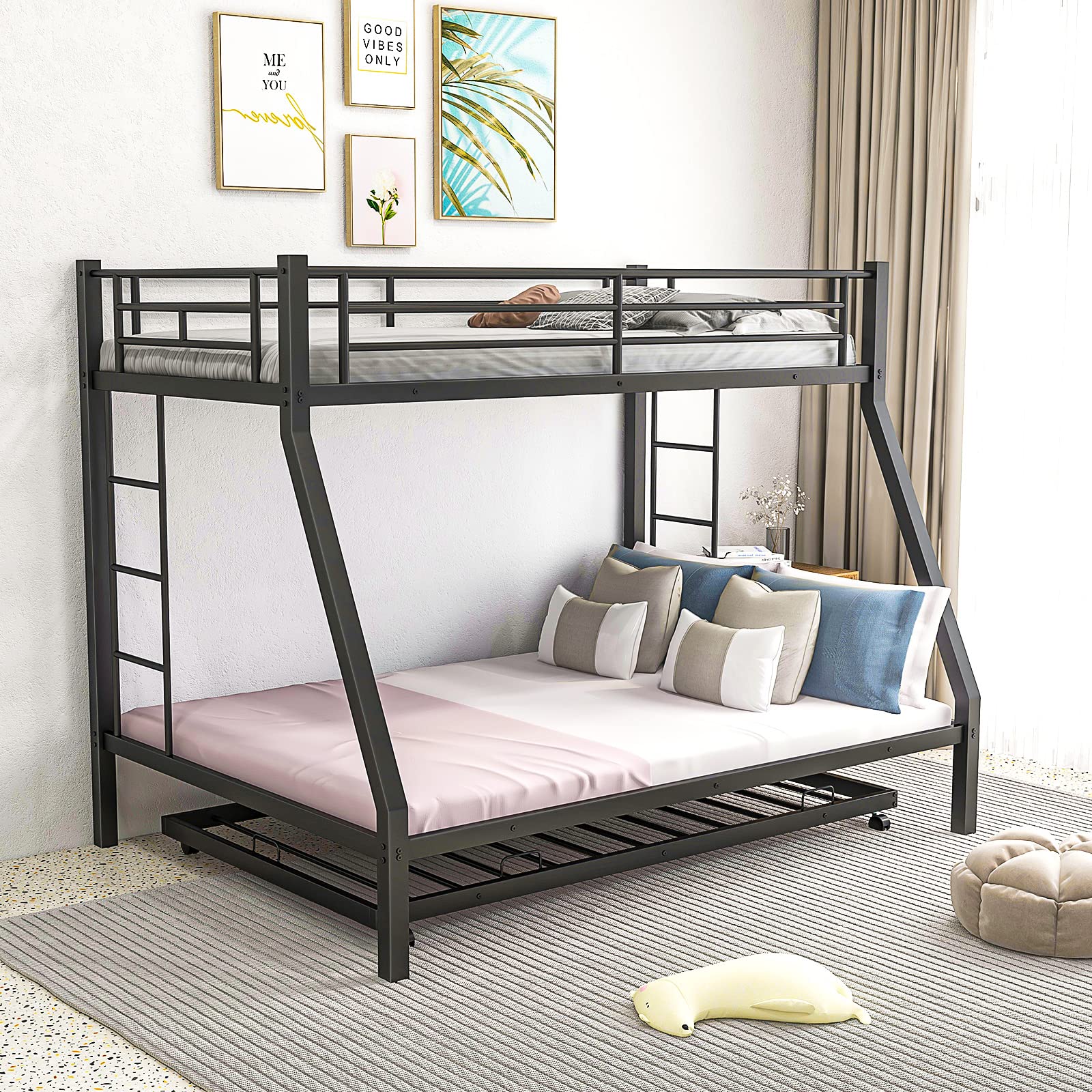 Dreamade Twin Over Full Bunk Bed with Trundle